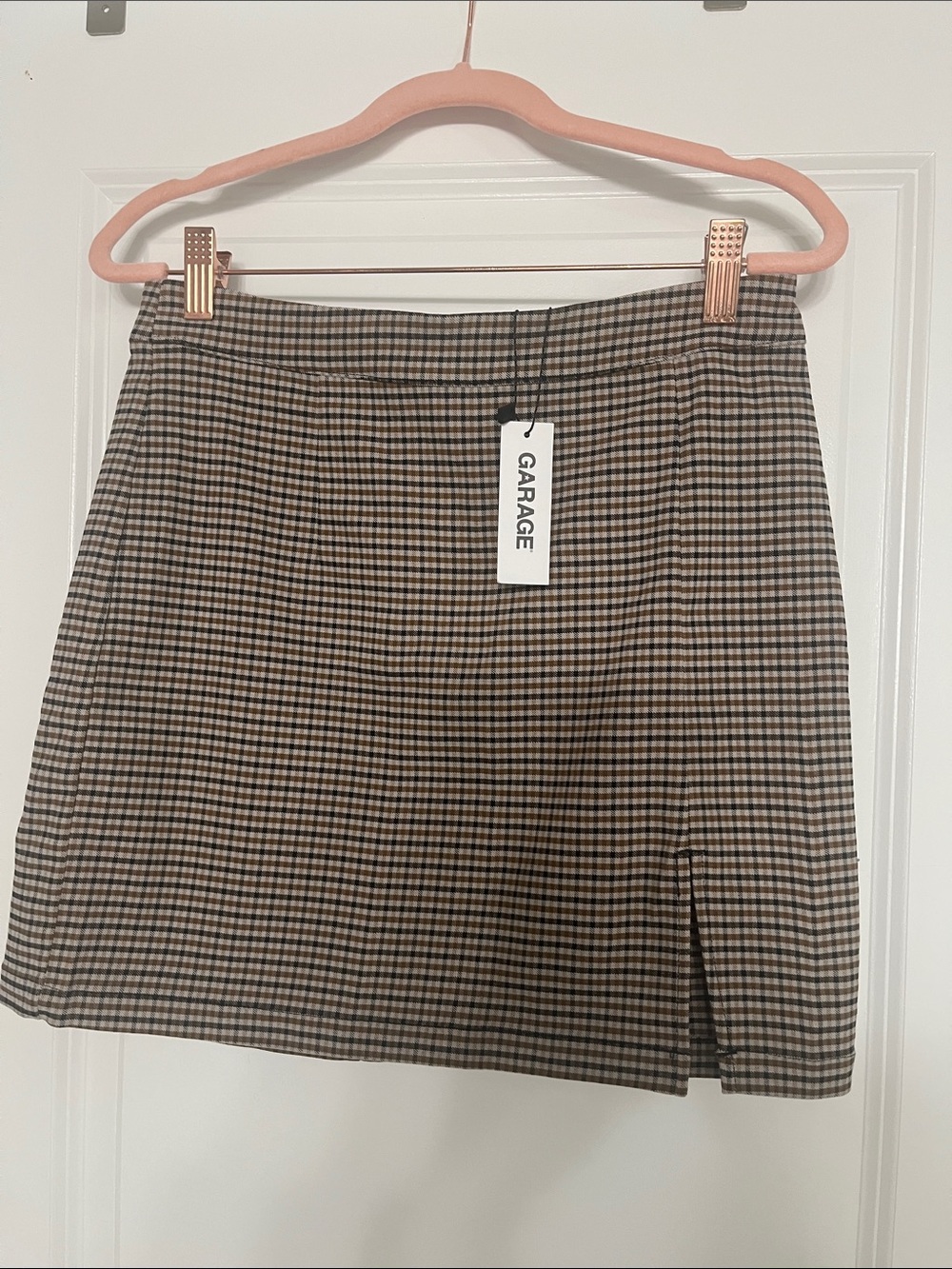 Garage Plaid Mini Skirt in Brown and Black
